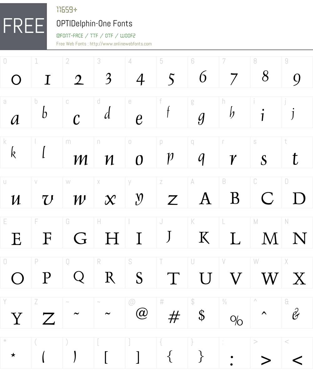 OPTIDelphin Font Screenshots