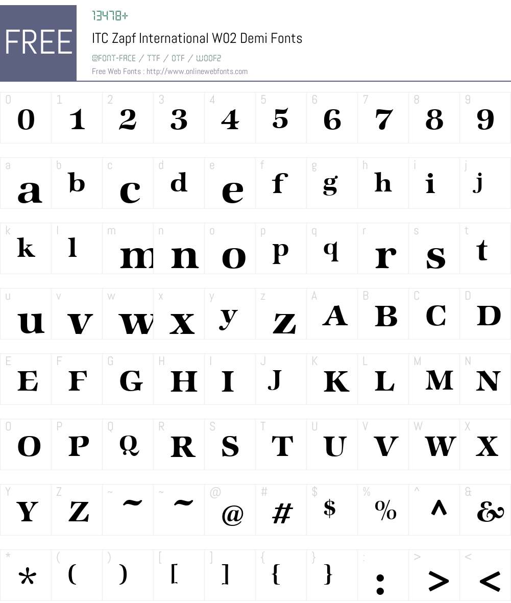 ITC Zapf International Font Screenshots