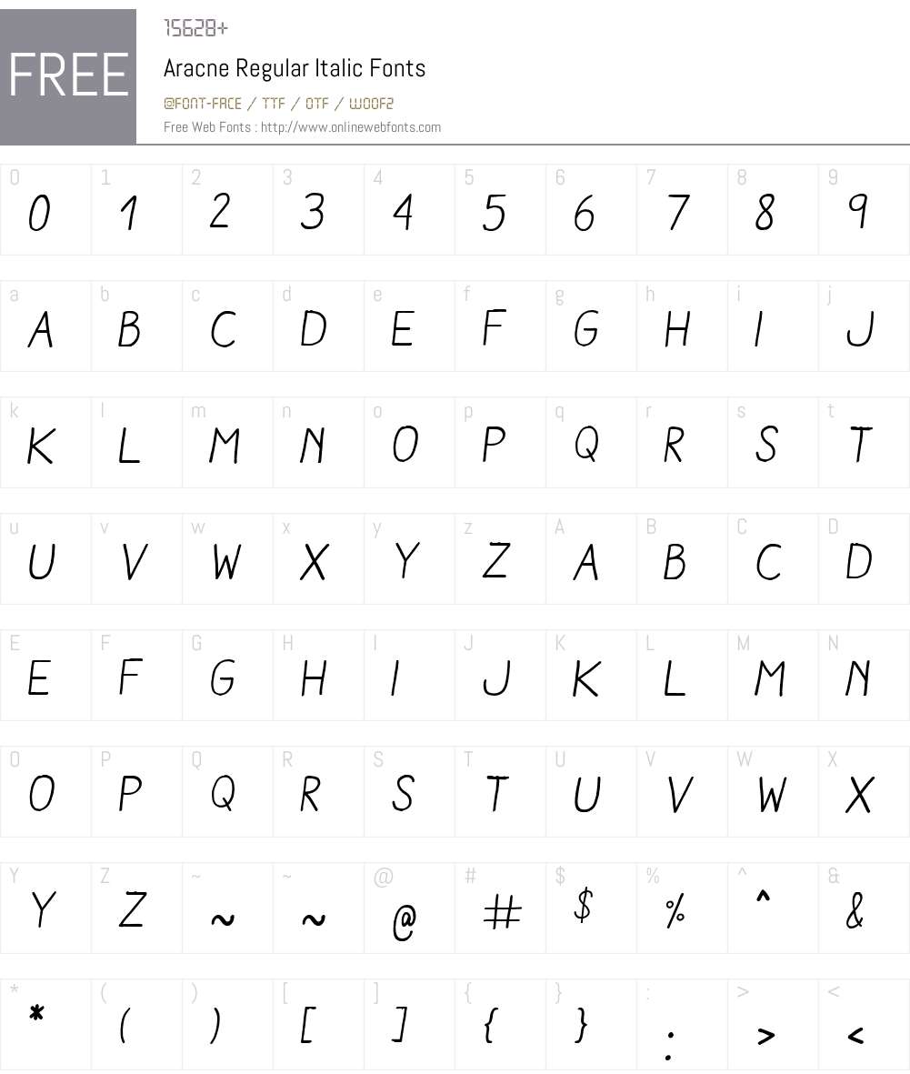 Aracne Regular Italic Font Screenshots