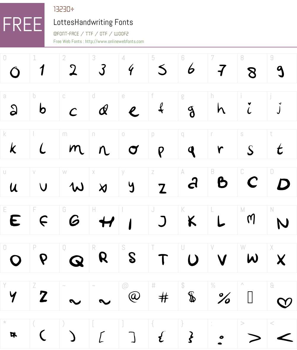 LottesHandwriting Font Screenshots