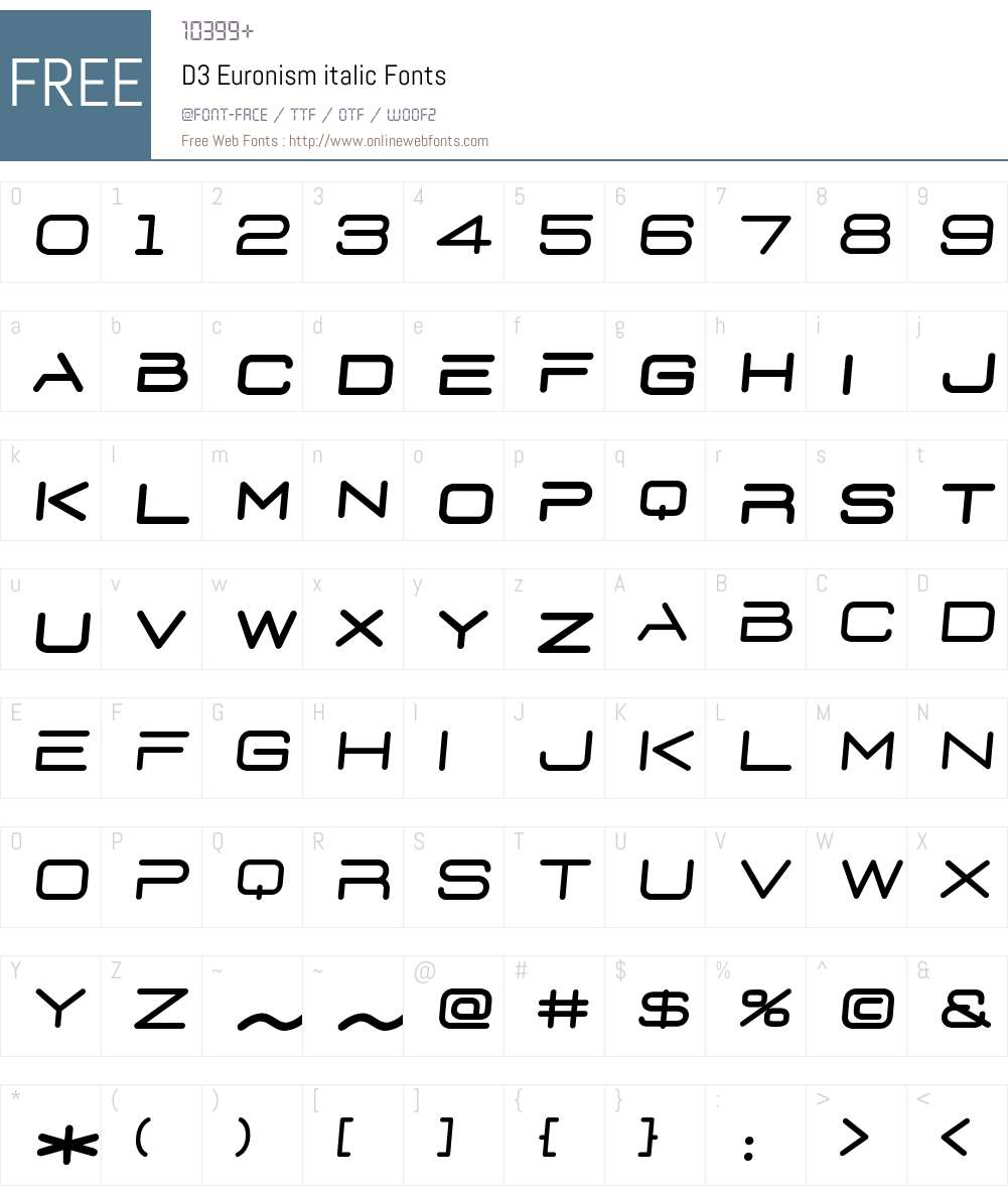 D3 Euronism italic Font Screenshots