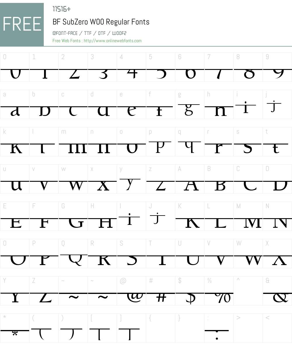 BFSubZeroW00-Regular Font Screenshots