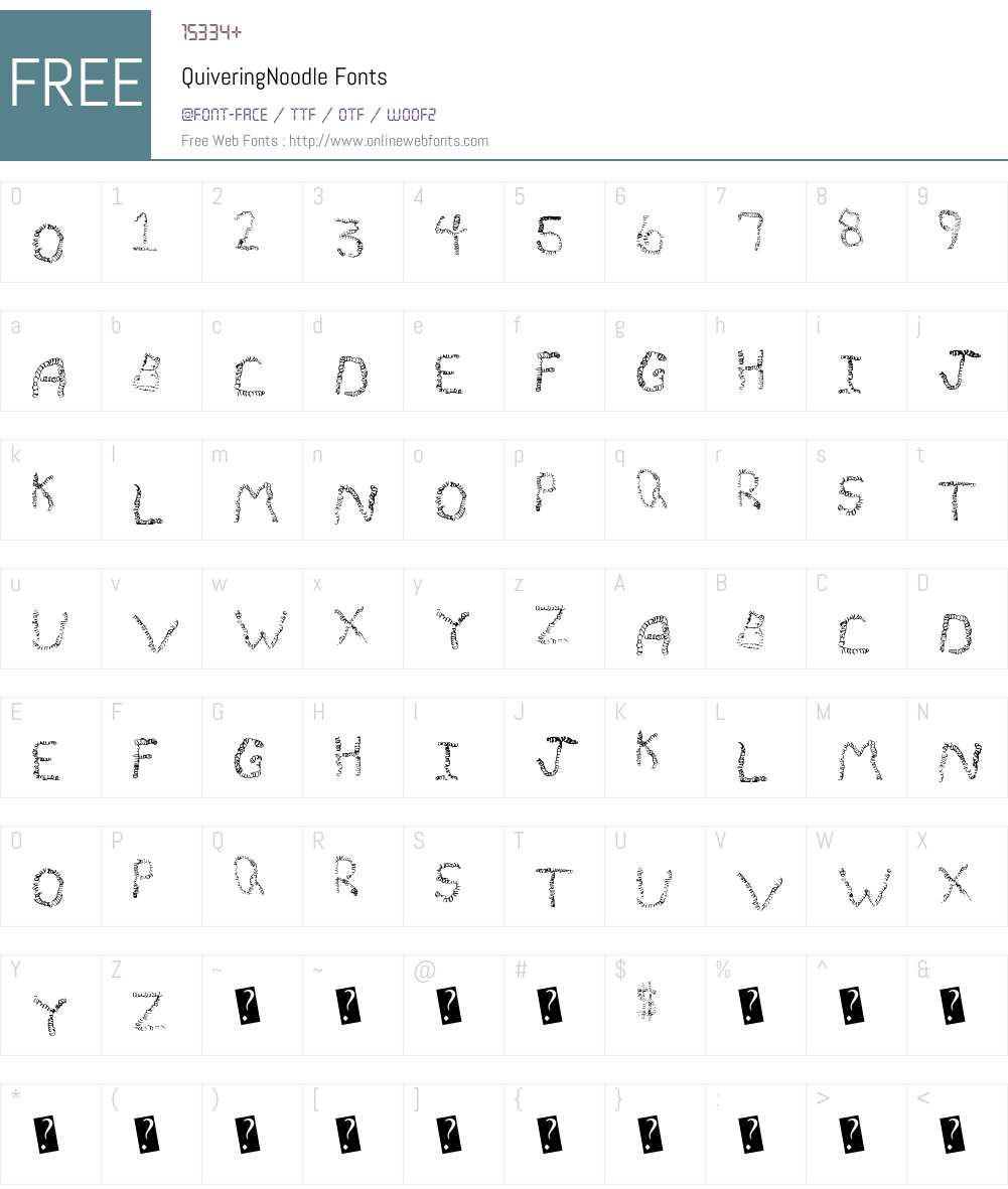 QuiveringNoodle Font Screenshots