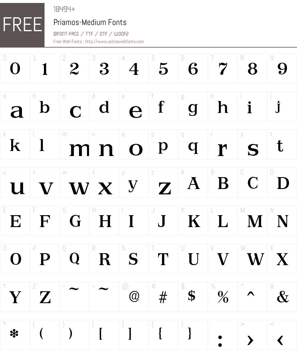 Priamos-Medium Font Screenshots