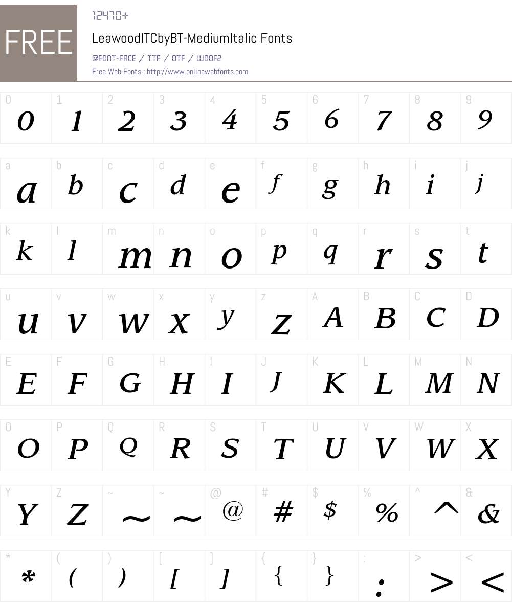 ITC Leawood Font Screenshots