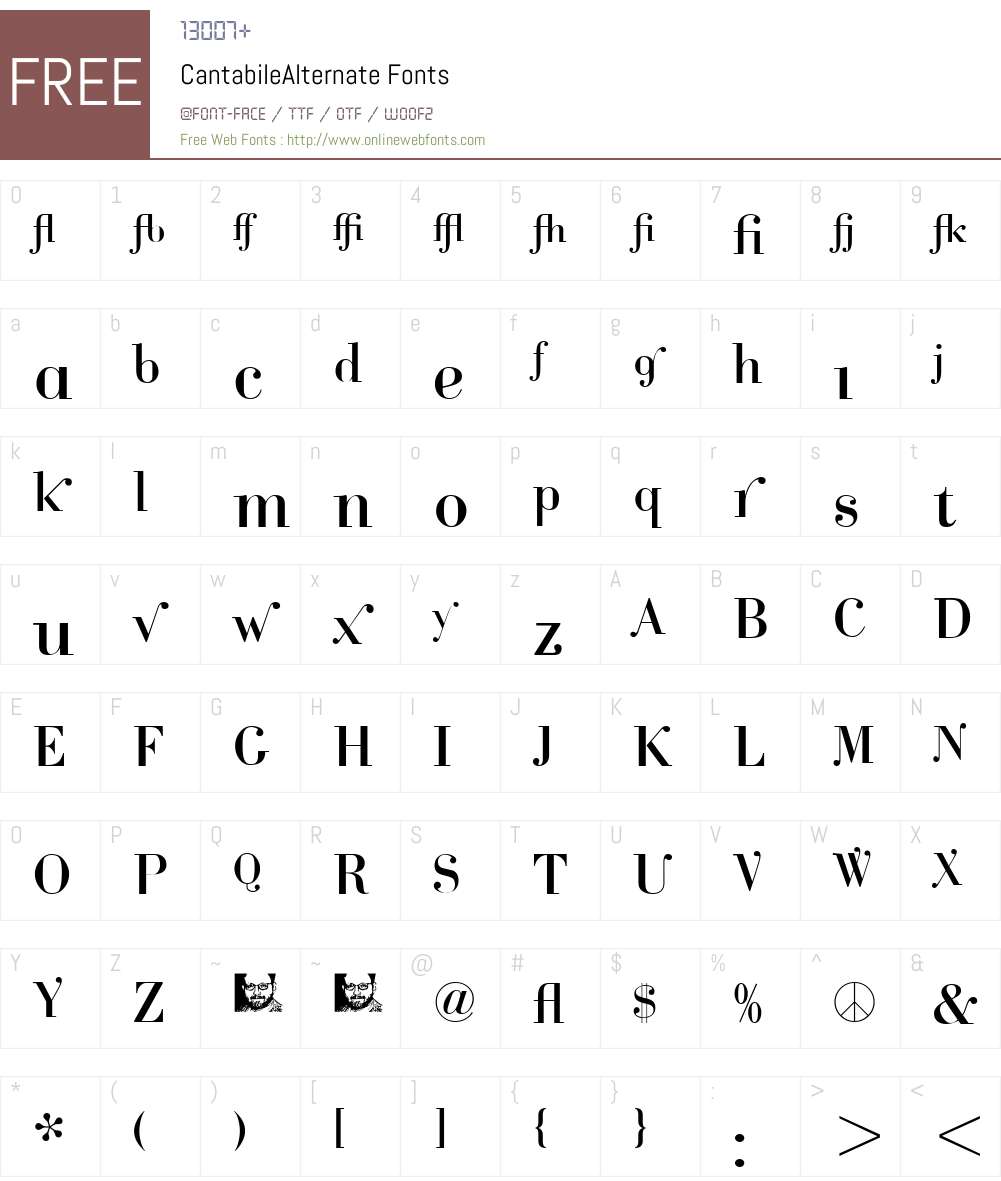 CantabileAlternate Font Screenshots