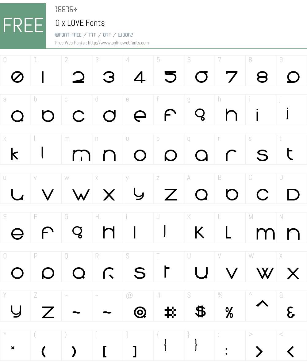 G x LOVE Font Screenshots