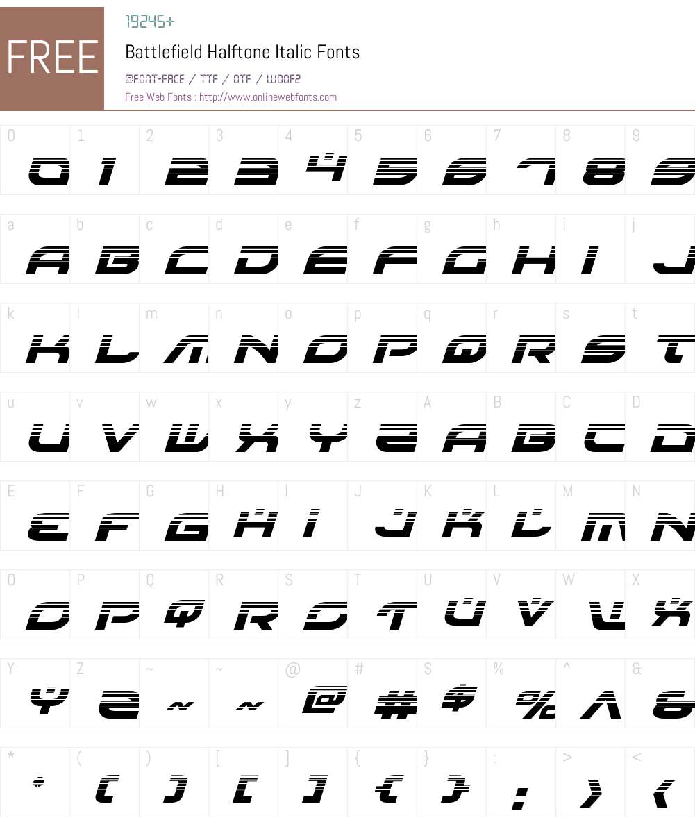 Battlefield Halftone Italic Font Screenshots