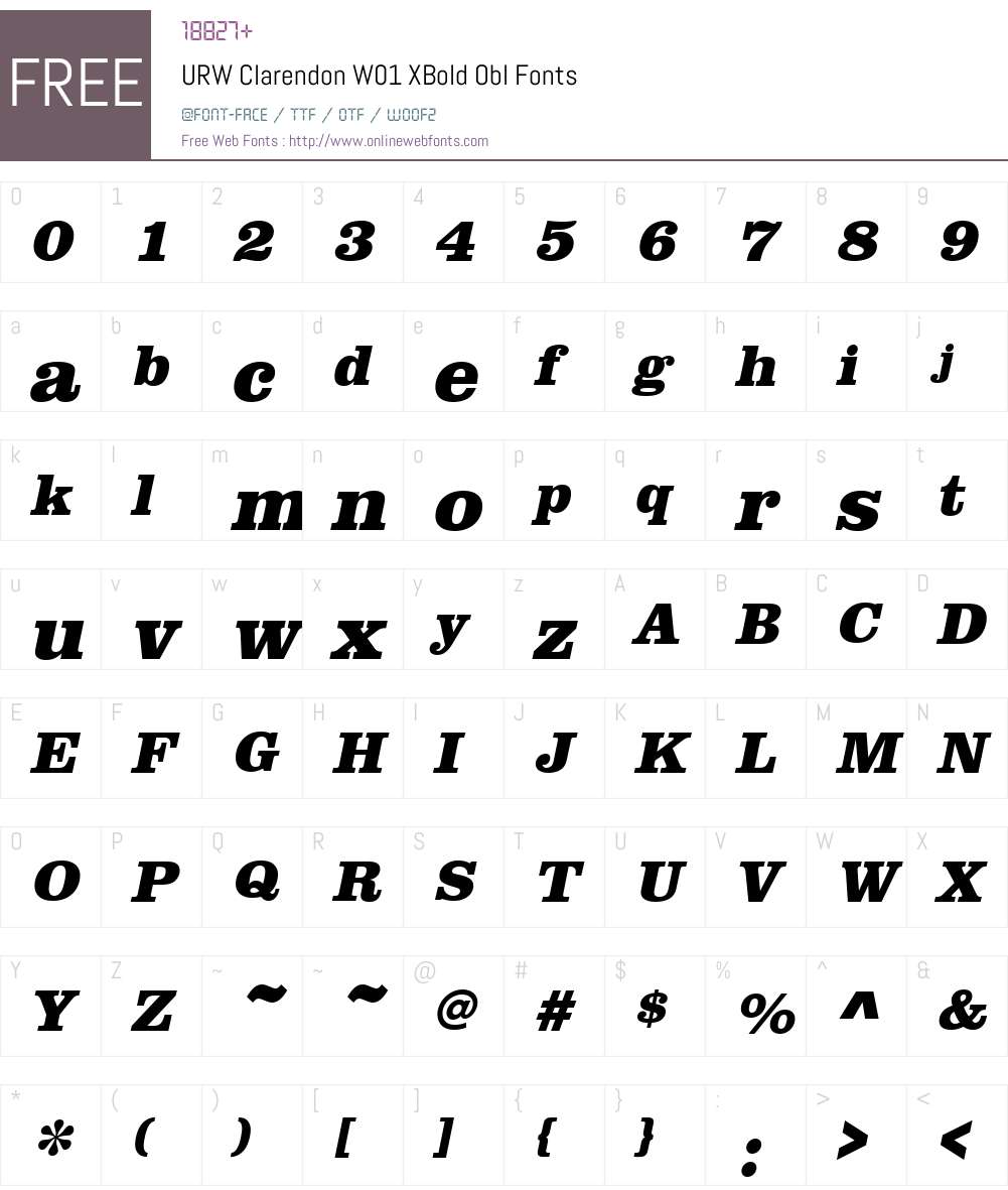 URWClarendonW01-XBoldObl Font Screenshots