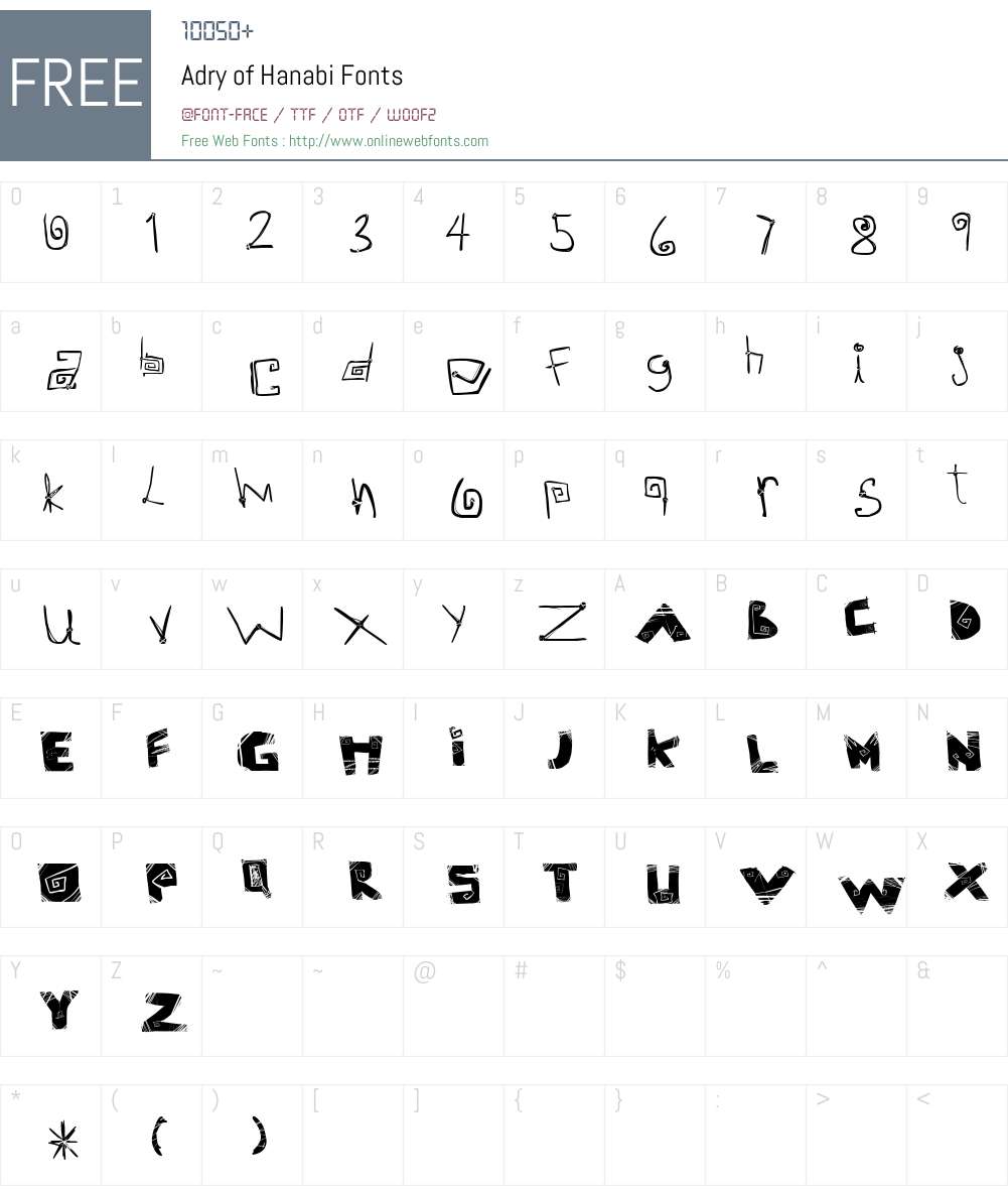 Adry of Hanabi Font Screenshots