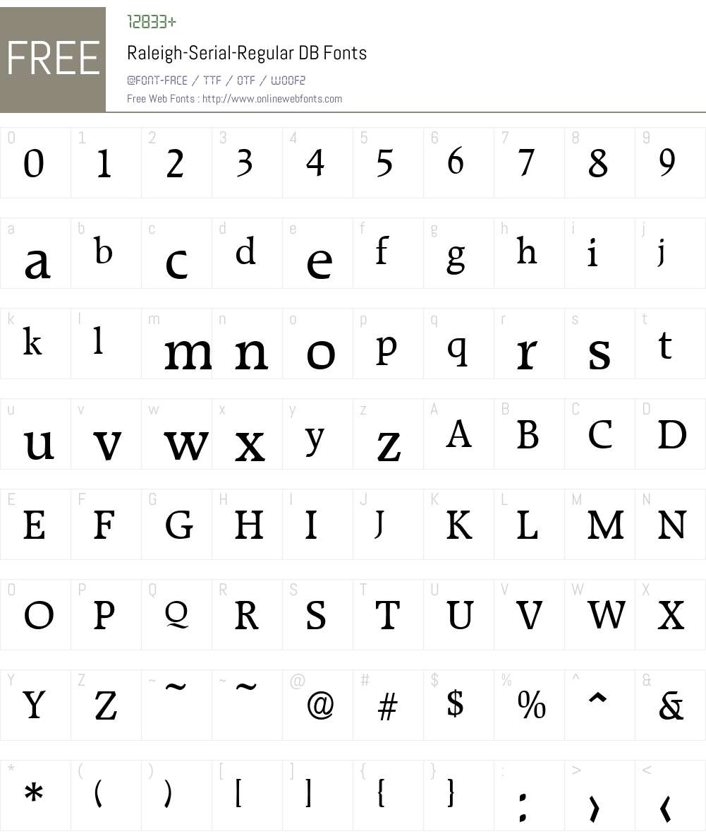 Raleigh-Serial DB Font Screenshots