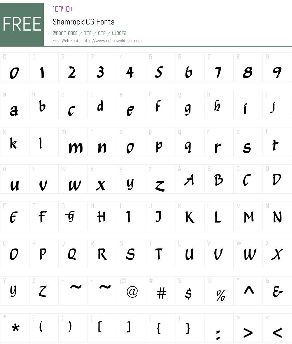 ShamrockICG Font Screenshots