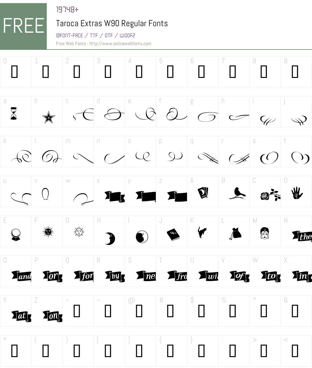 Taroca Extras Font Screenshots
