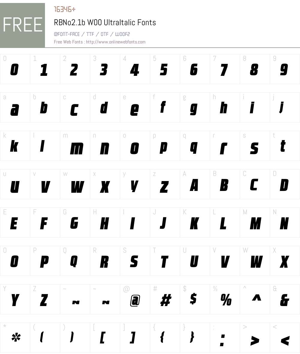 RBNo2.1bW00-UltraItalic Font Screenshots