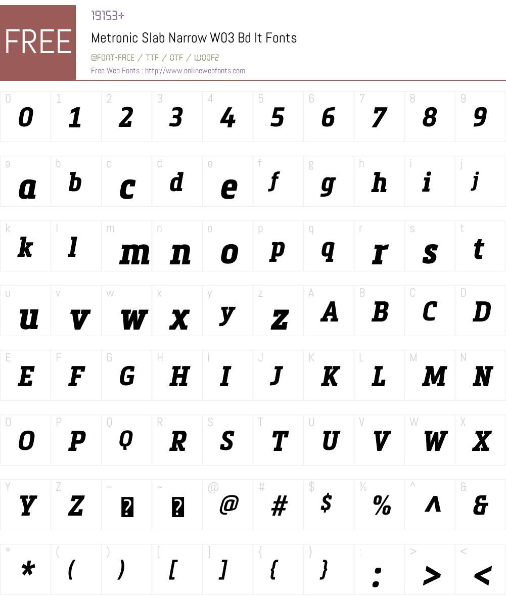 Metronic Slab Narrow Font Screenshots