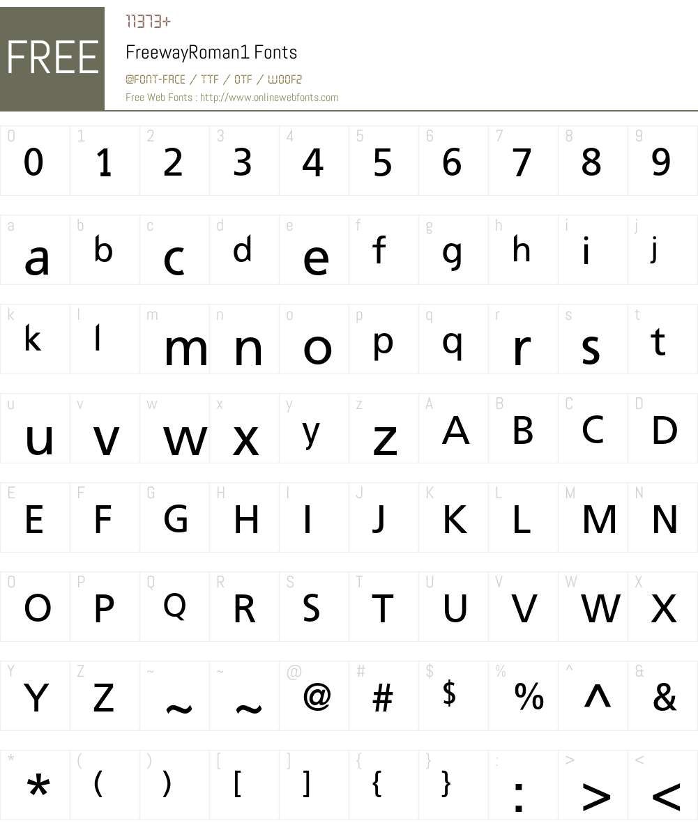 FreewayRoman1 Font Screenshots