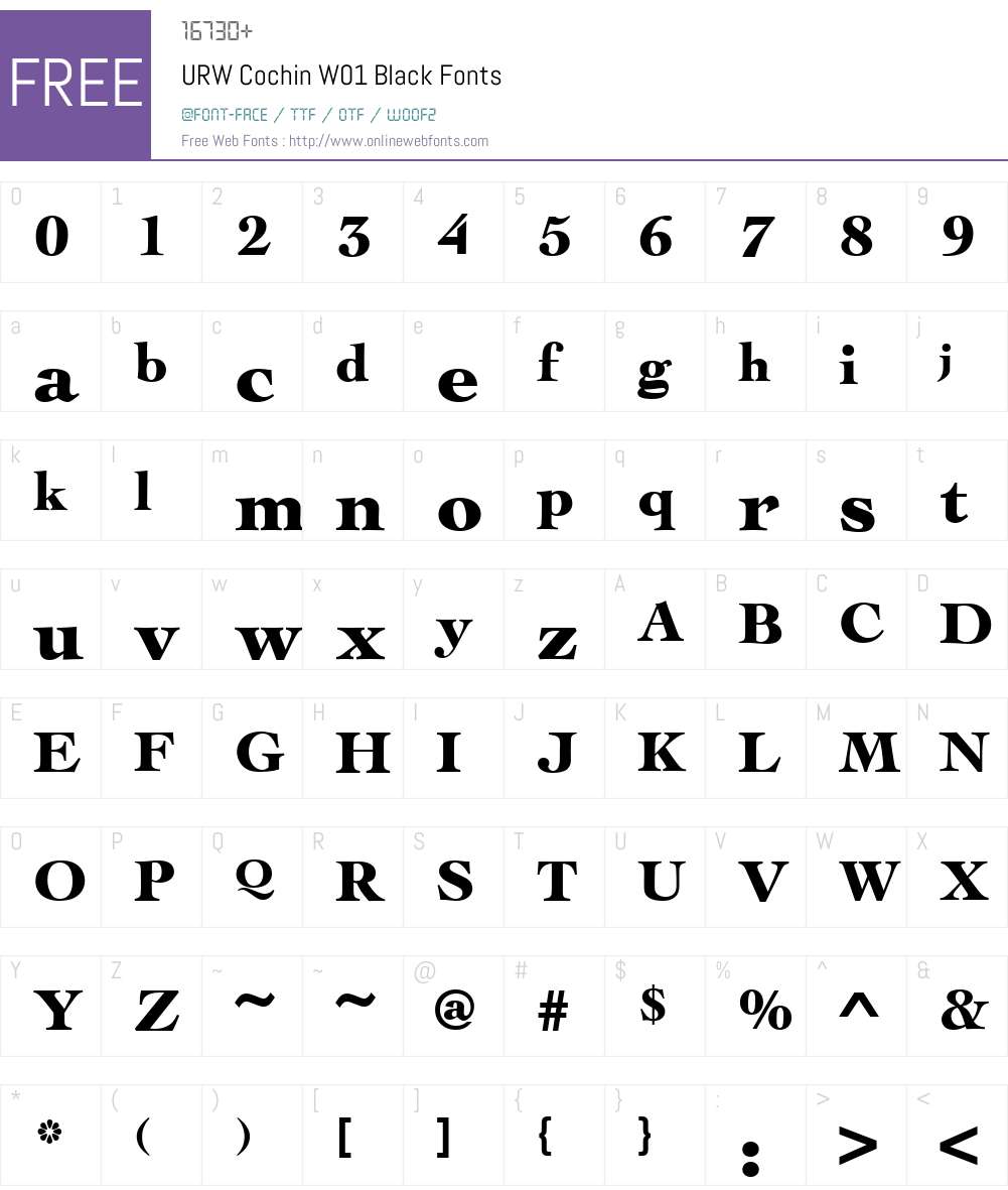 URWCochinW01-Black Font Screenshots