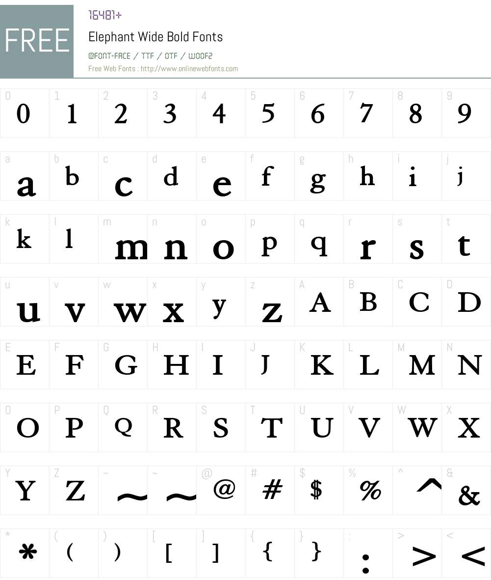 Elephant Wide Font Screenshots