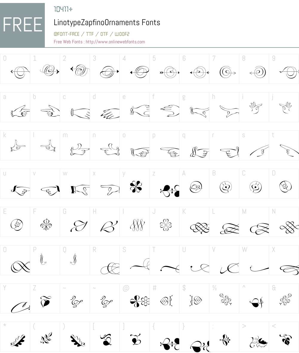 LinotypeZapfinoOrnaments Font Screenshots