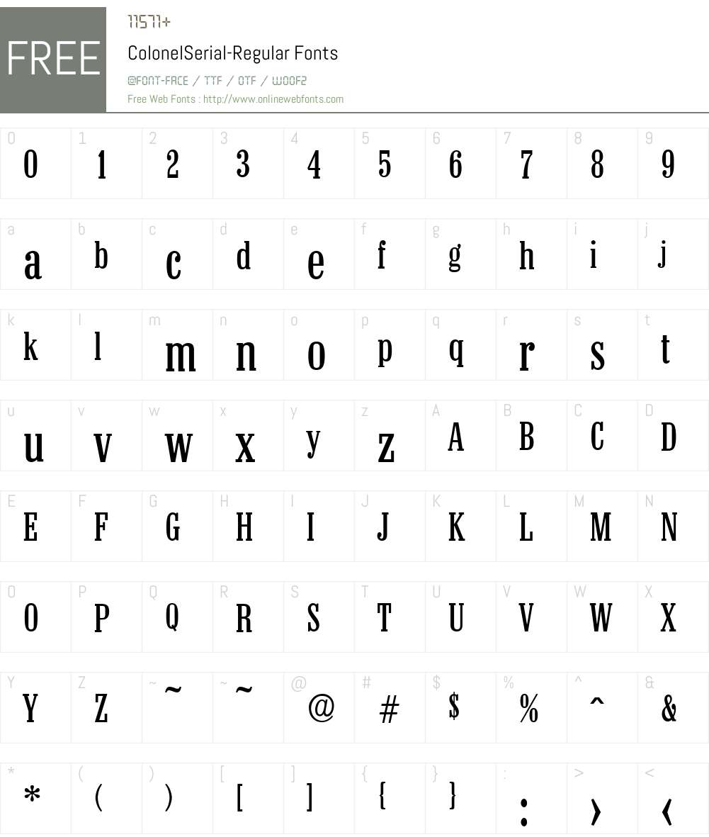 ColonelSerial Font Screenshots