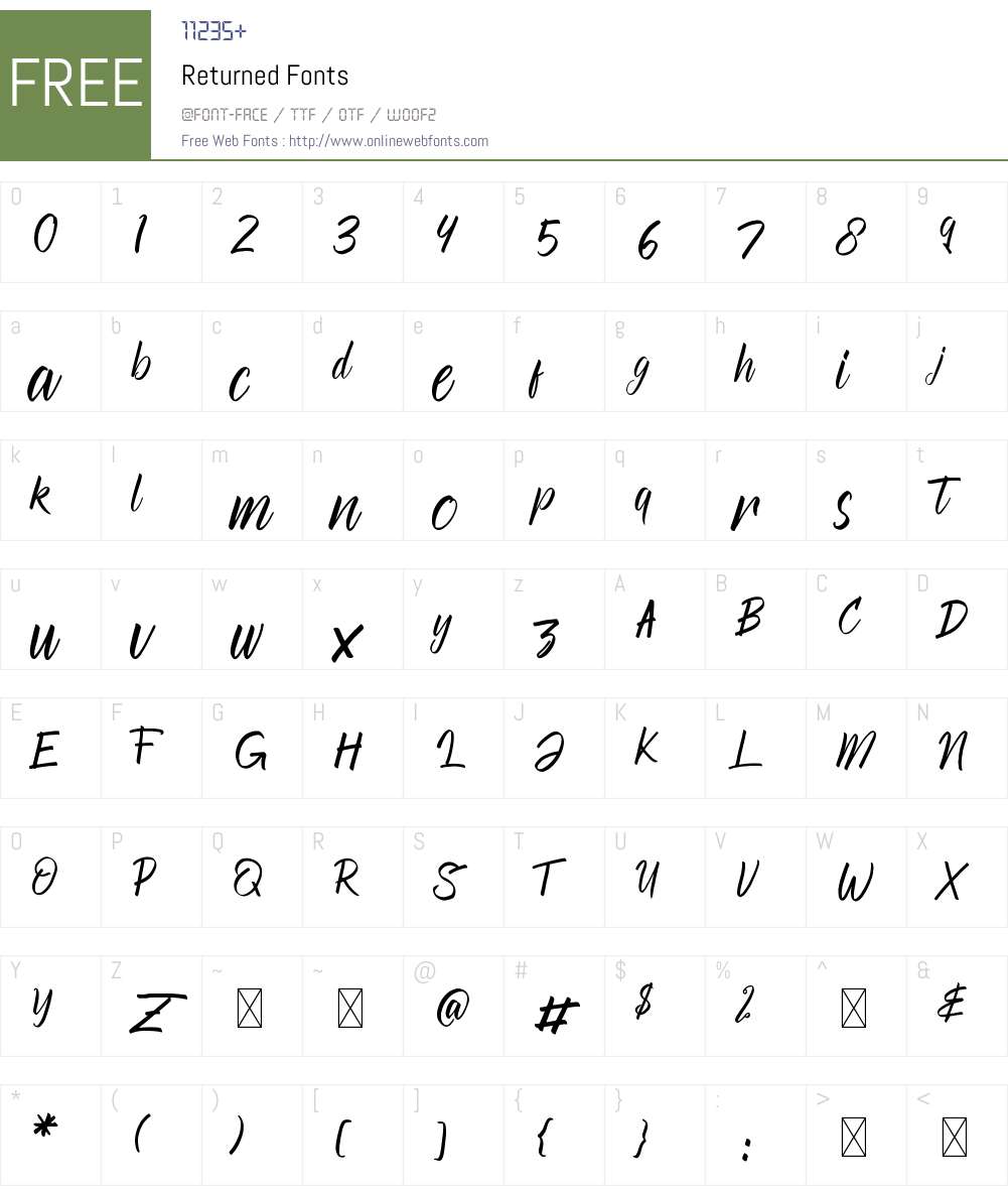 Returned Font Screenshots