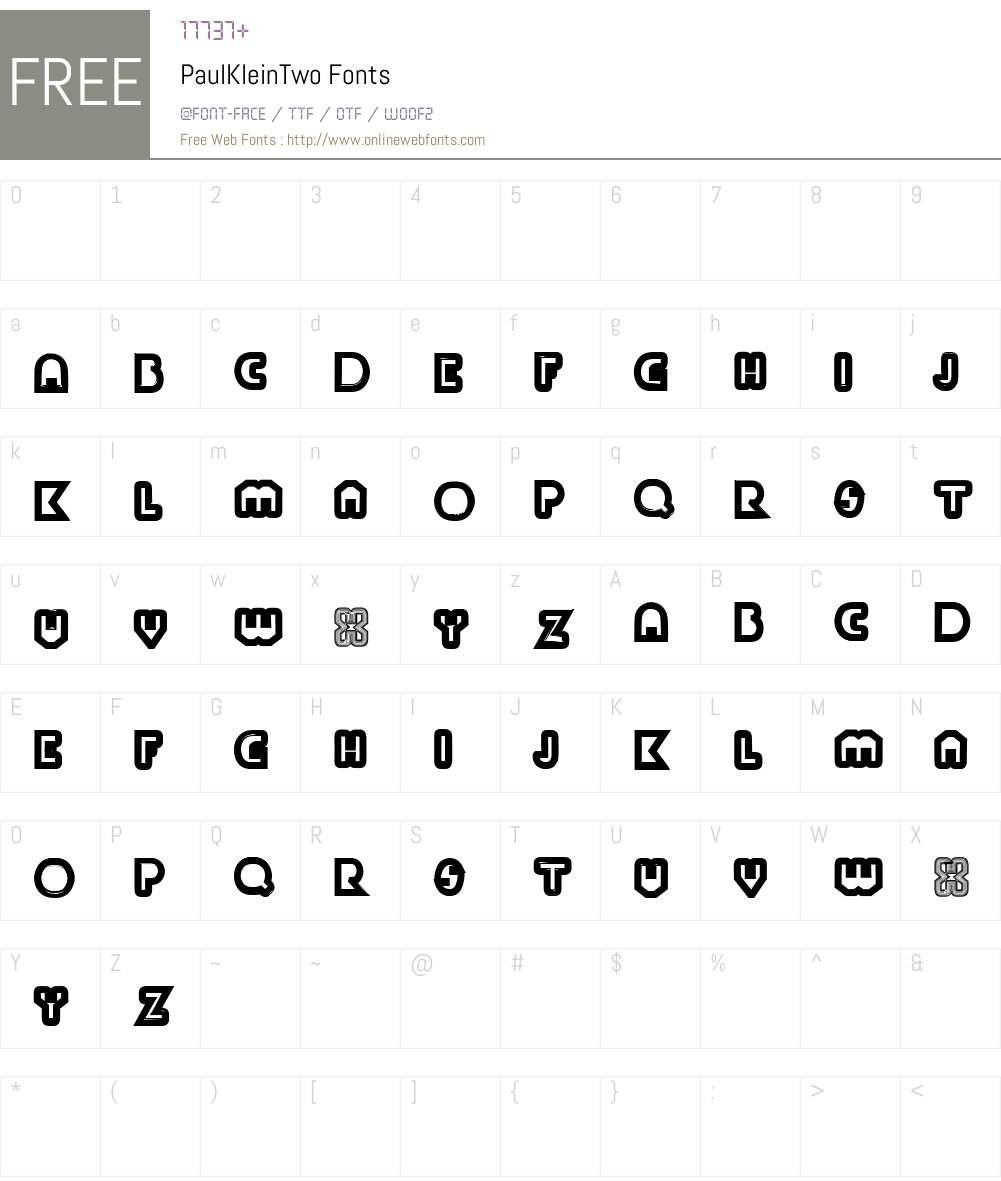 PaulKleinTwo Font Screenshots