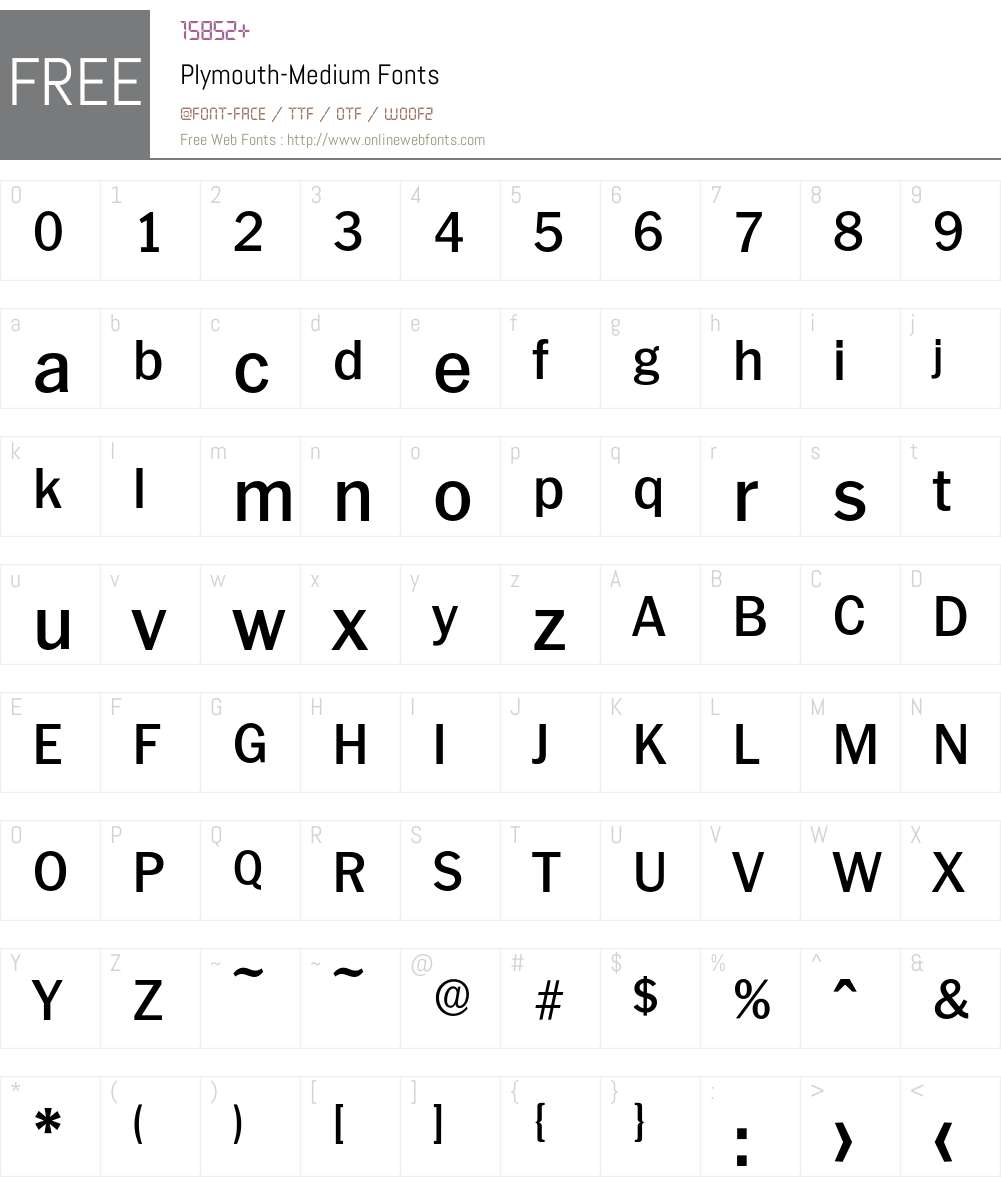 Plymouth-Medium Font Screenshots