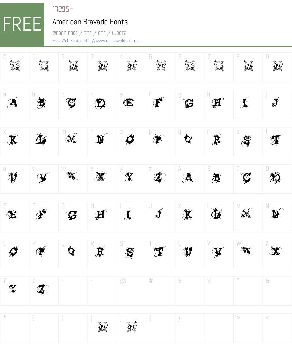 American Bravado Font Screenshots