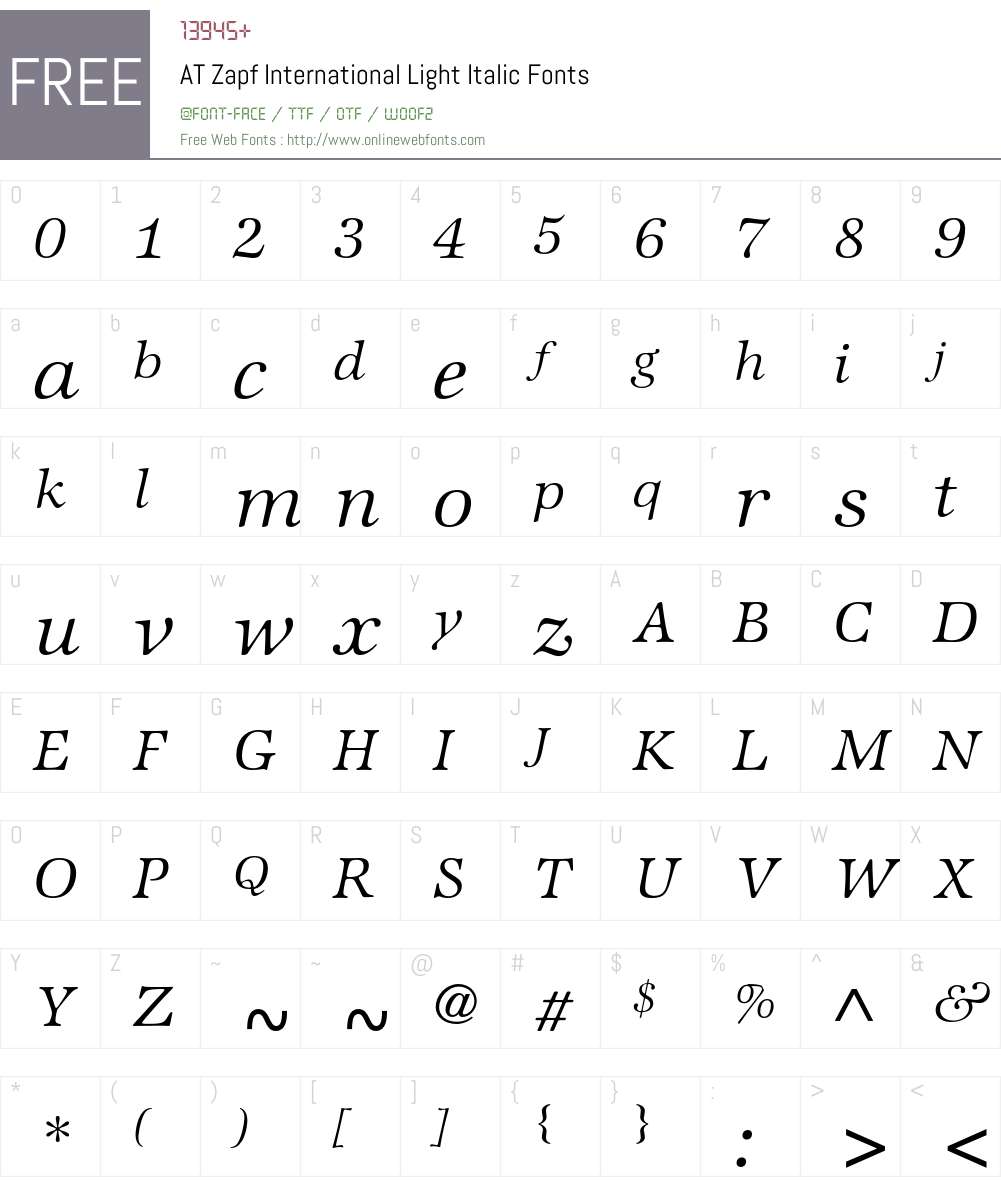 ATZapfInternational Font Screenshots