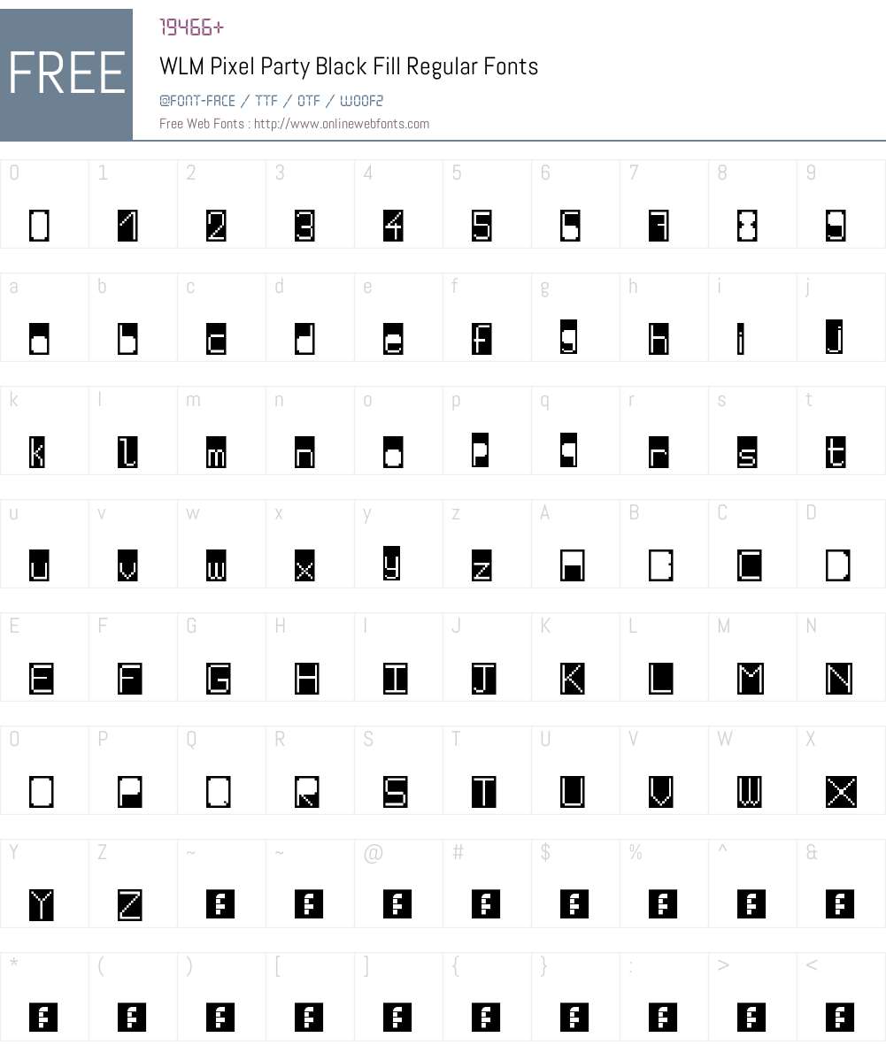 WLM Pixel Party Black Fill Font Screenshots