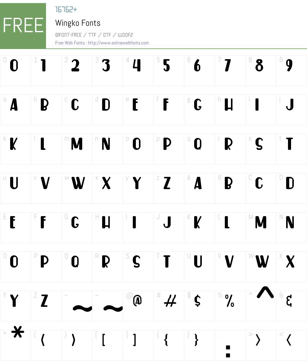 Wingko Font Screenshots