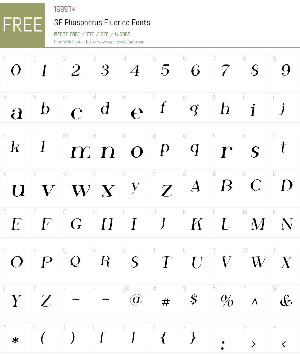 SF Phosphorus Fluoride Font Screenshots