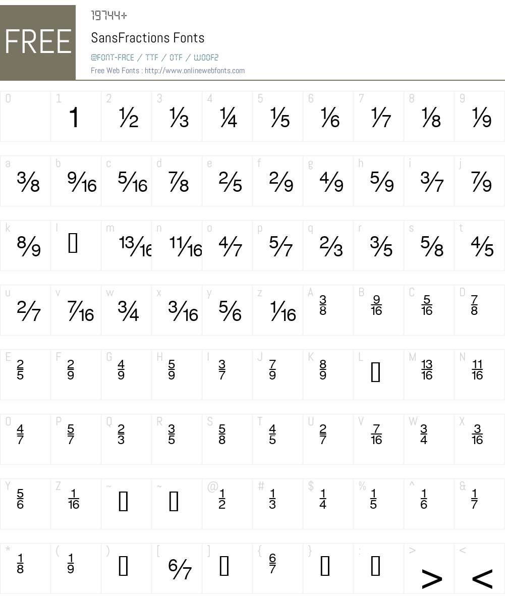 SansFractions Font Screenshots