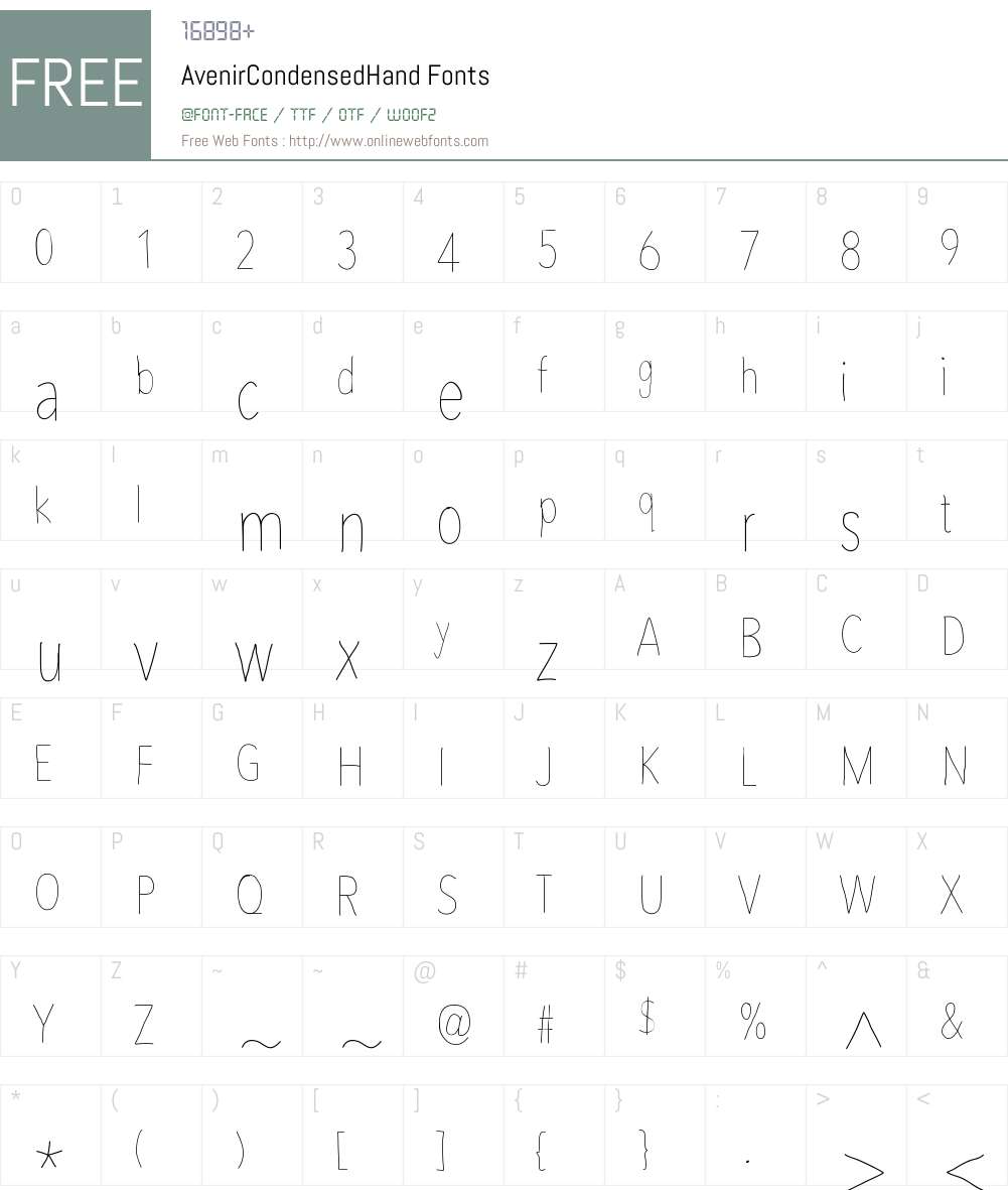 AvenirCondensedHand 001.000 Fonts Free Download