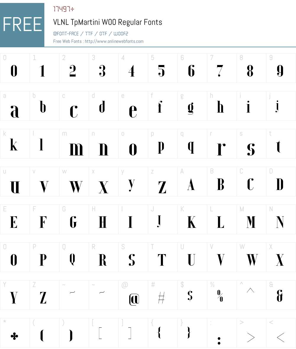 VLNL TpMartini Font Screenshots