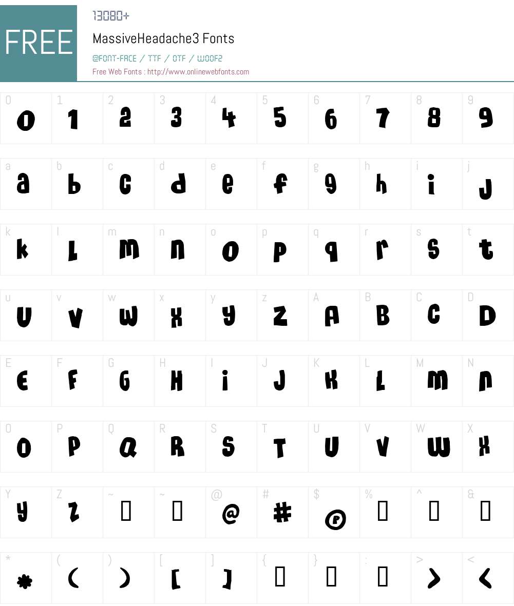 MassiveHeadache3 Font Screenshots