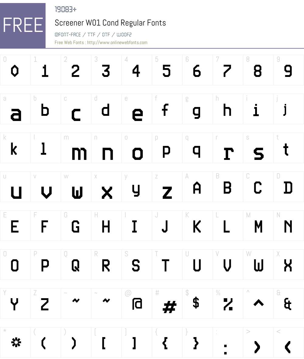 ScreenerW01-CondRegular Font Screenshots