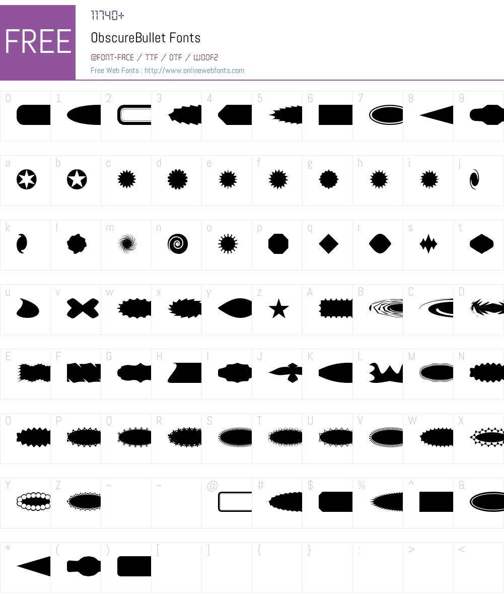 Obscure Font Screenshots