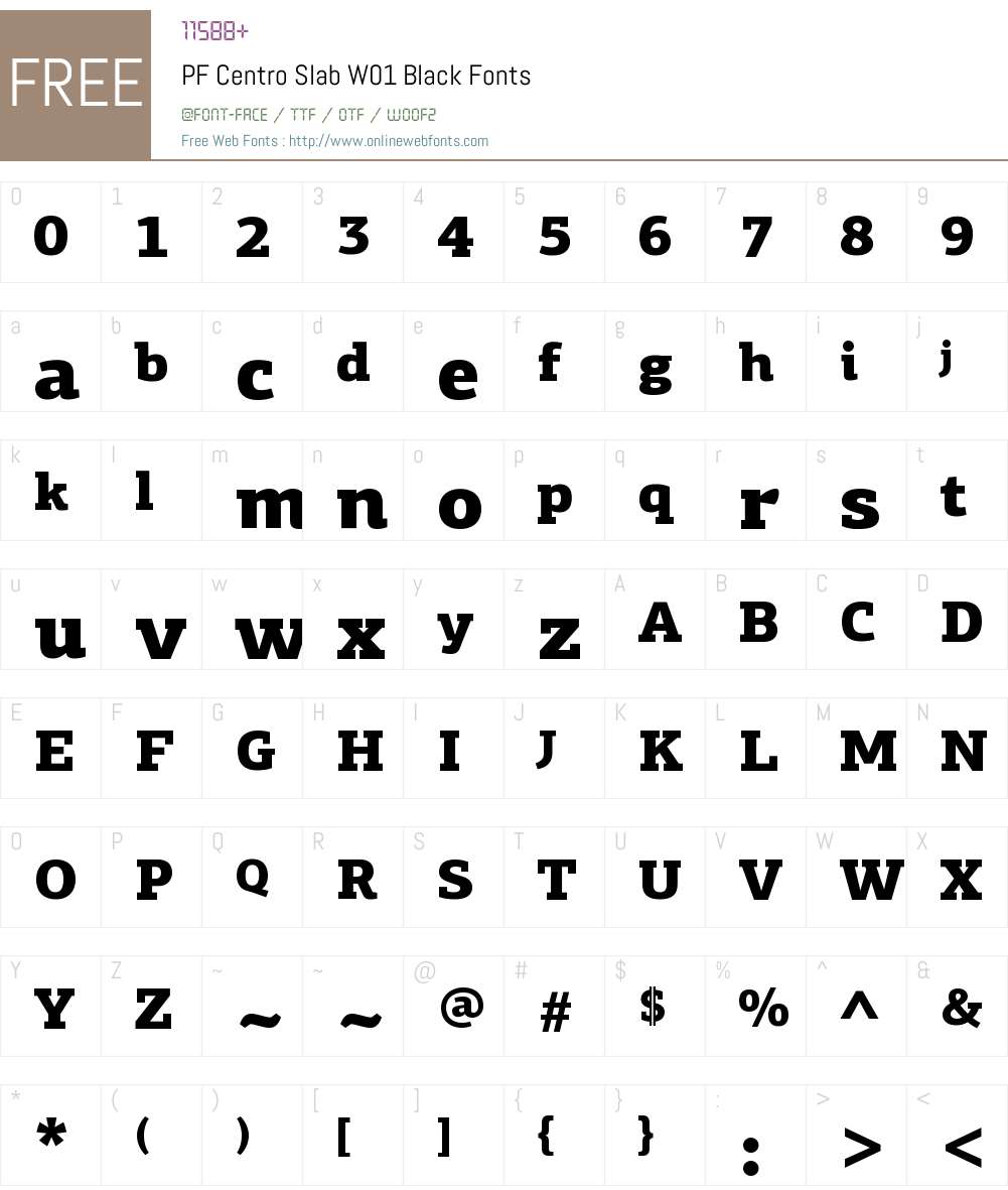 PFCentroSlabW01-Black Font Screenshots