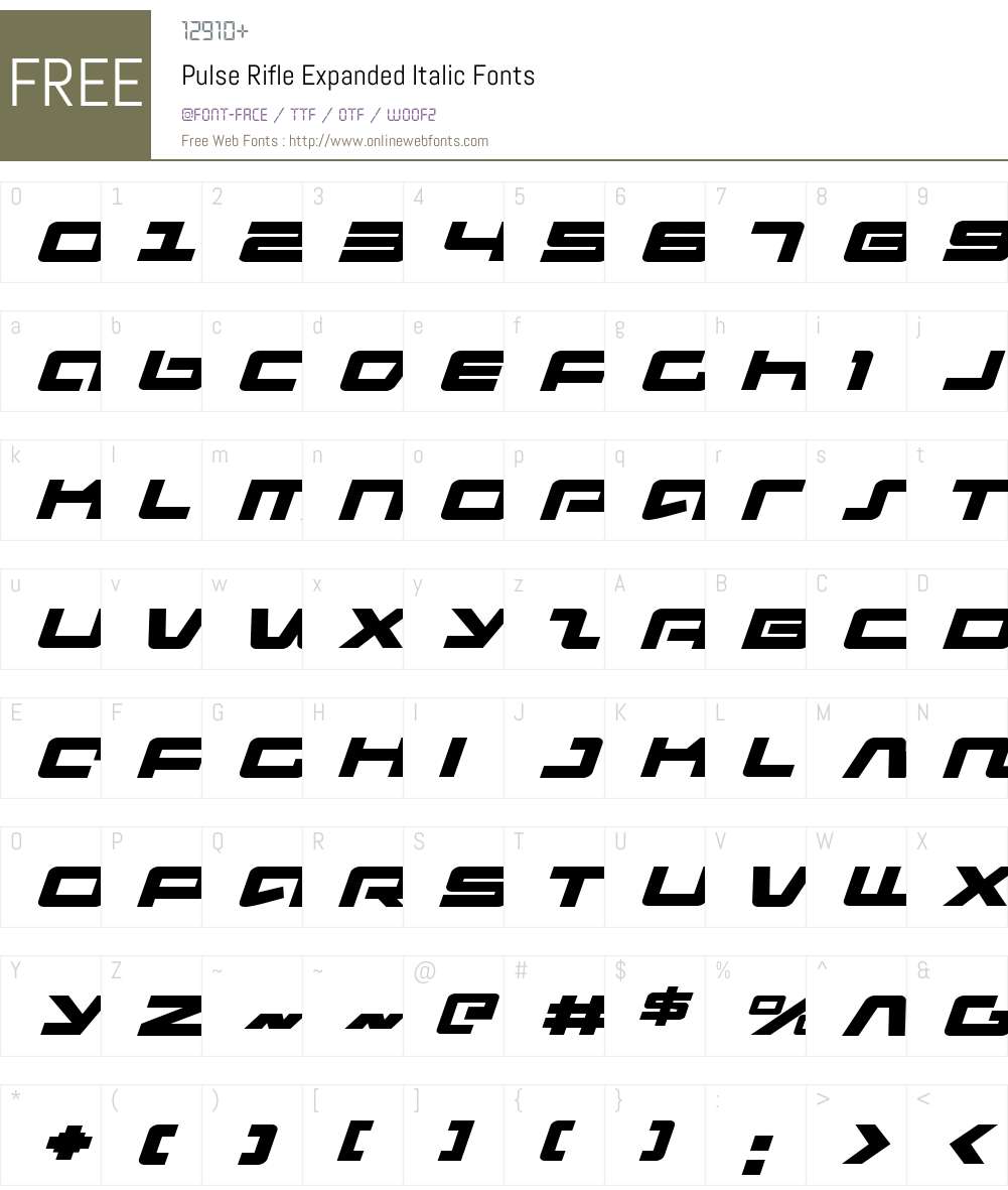 Pulse Rifle Expanded Italic Font Screenshots