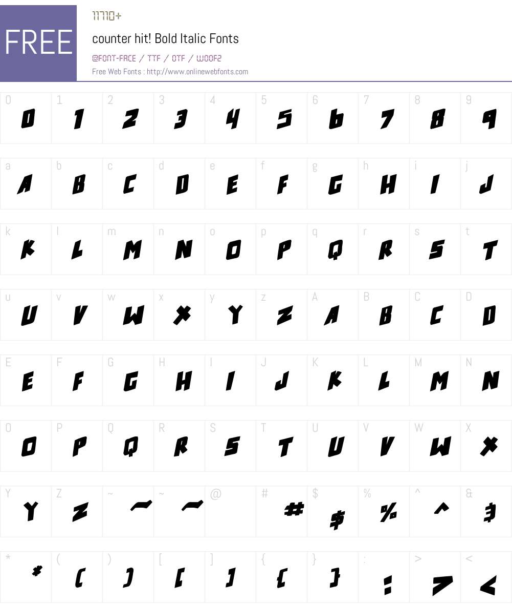 counter hit! Font Screenshots