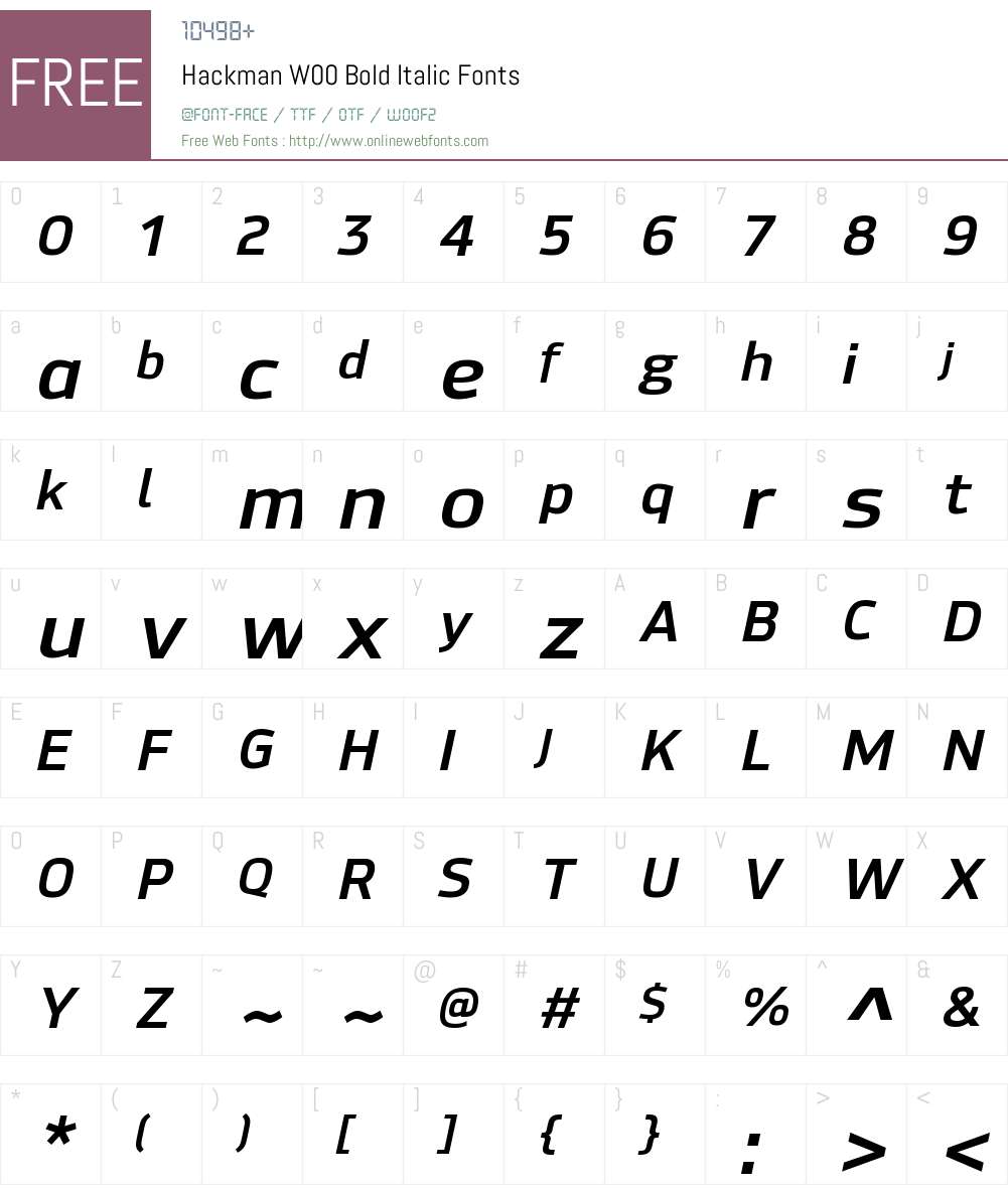 HackmanW00-BoldItalic Font Screenshots