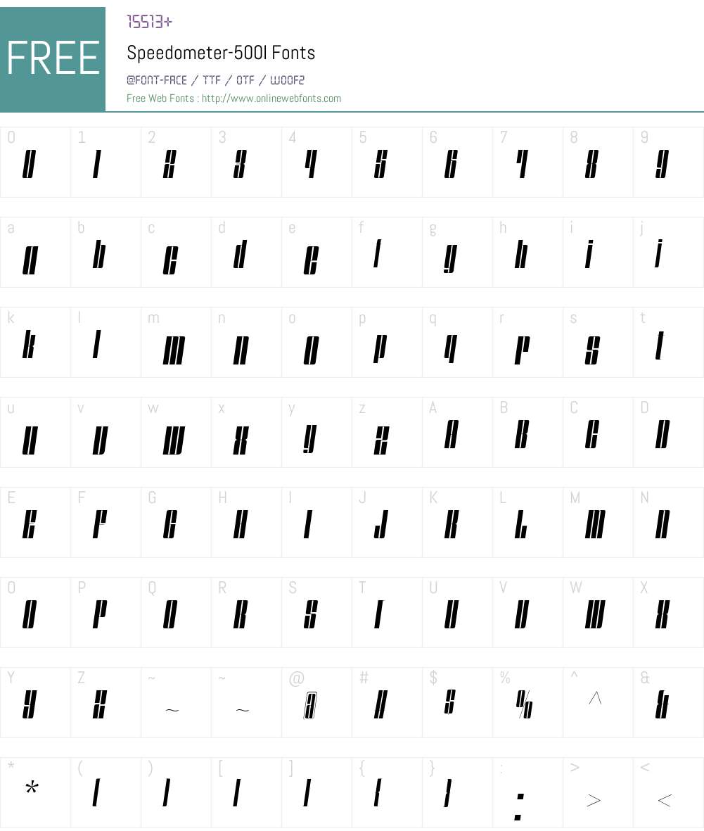 Speedometer 500I Font Screenshots