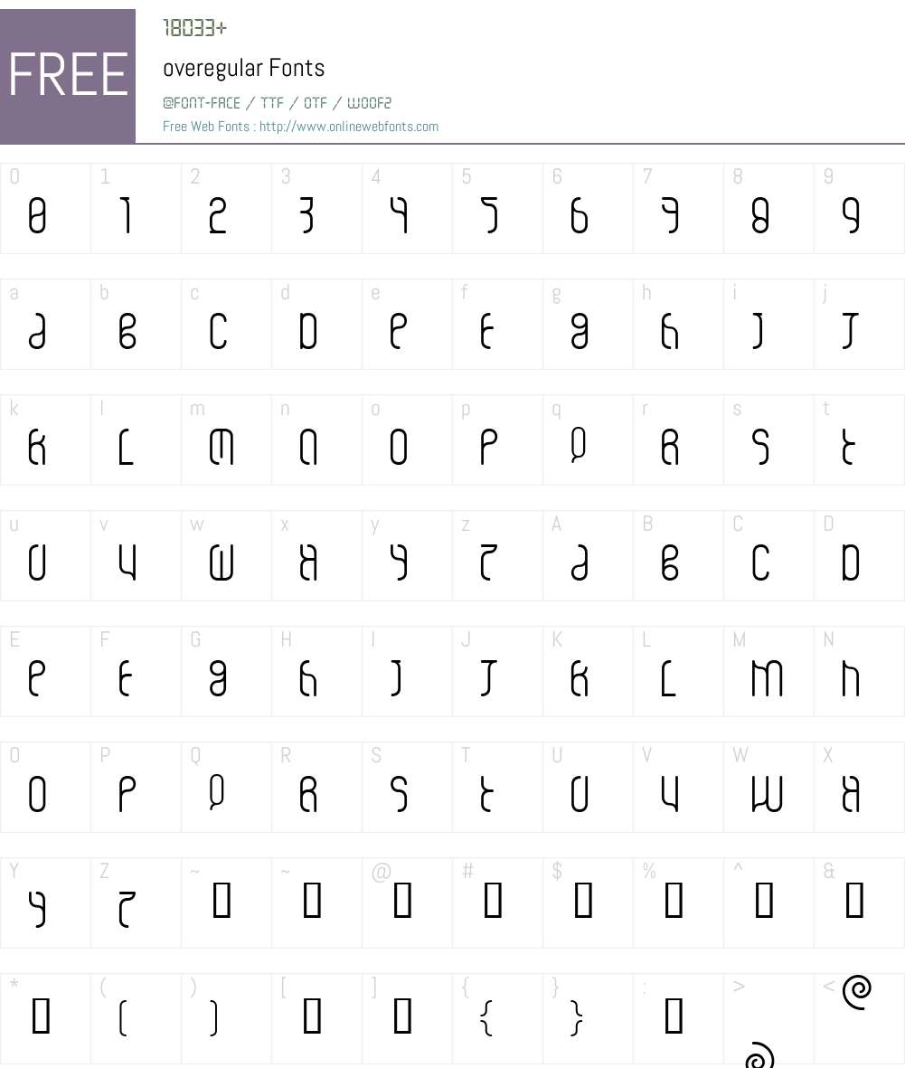 overegular Font Screenshots