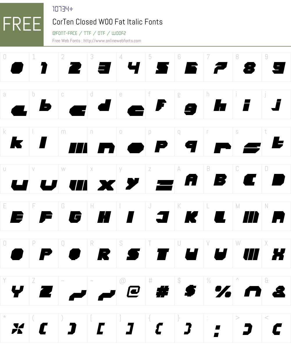 CorTenClosedW00-FatItalic Font Screenshots