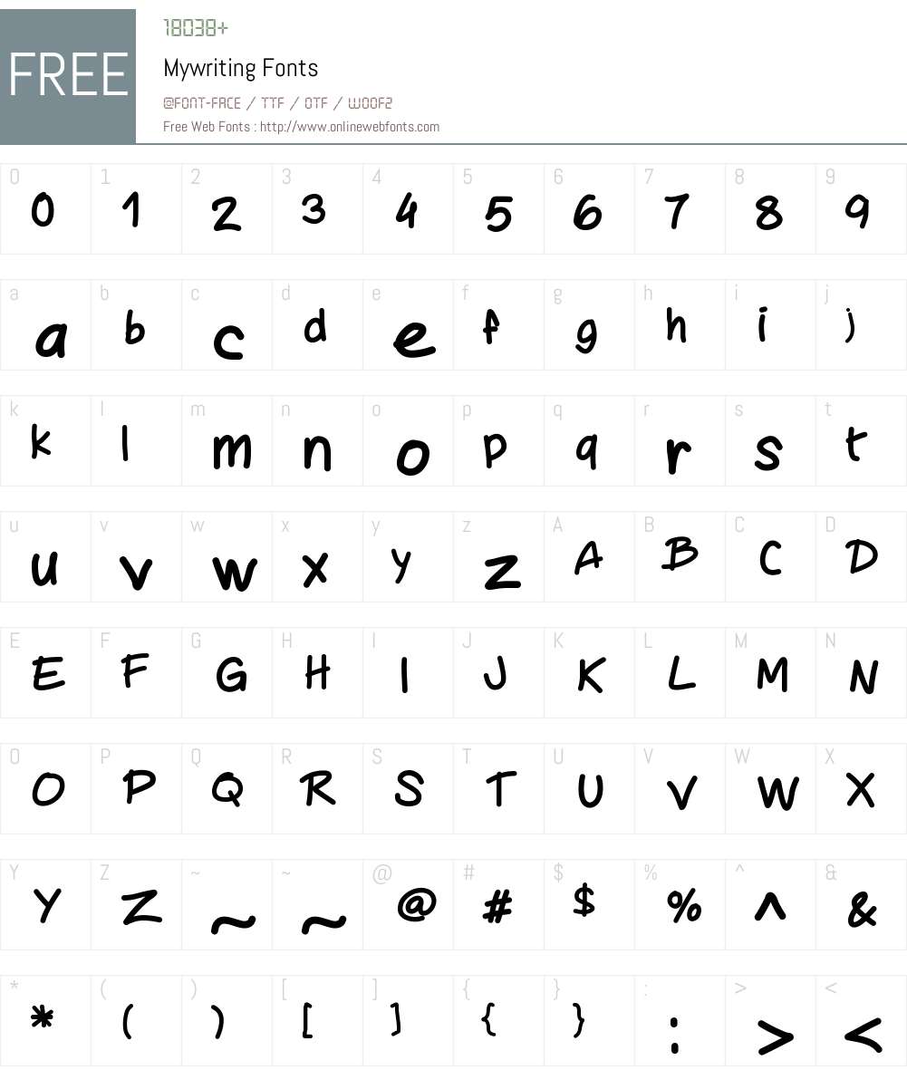 Mywriting Font Screenshots