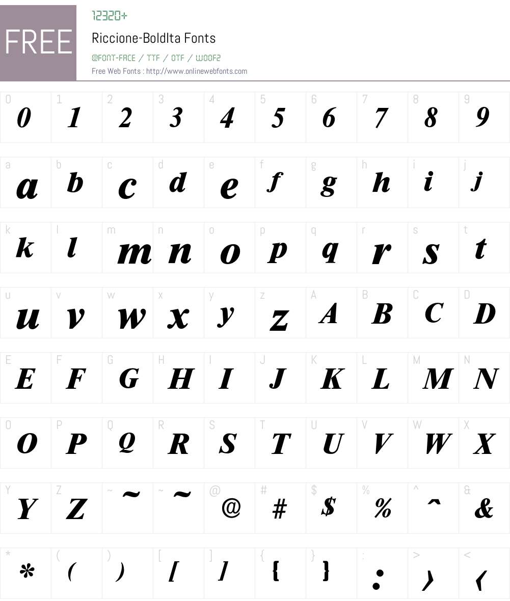 Riccione-BoldIta Font Screenshots
