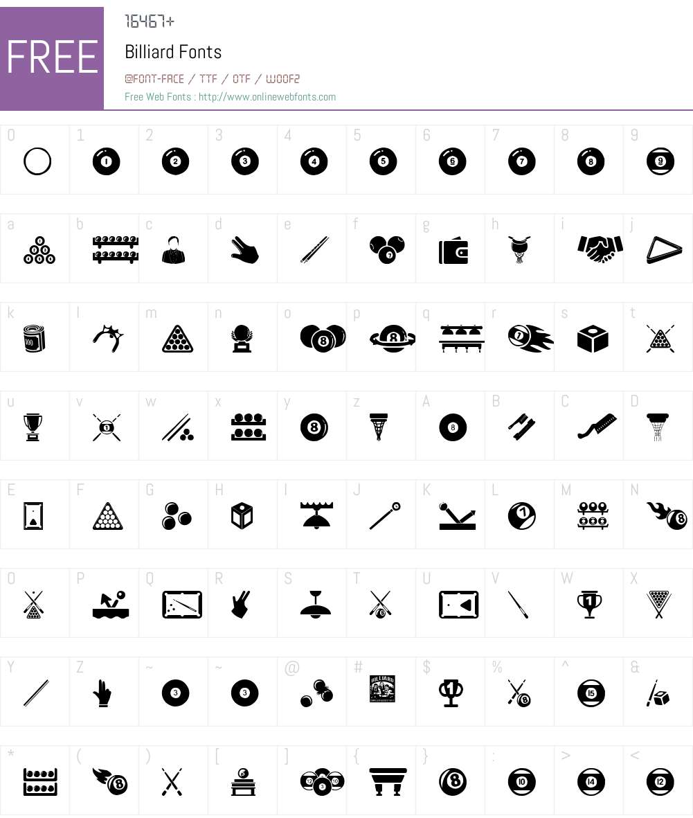 Billiard Font Screenshots