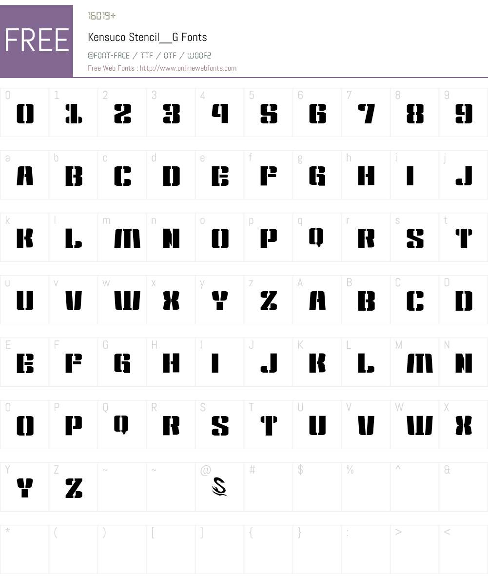 Kensuco Stencil__G Font Screenshots