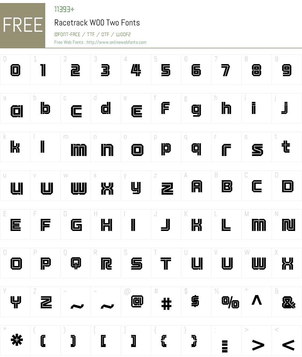 RacetrackW00-Two Font Screenshots